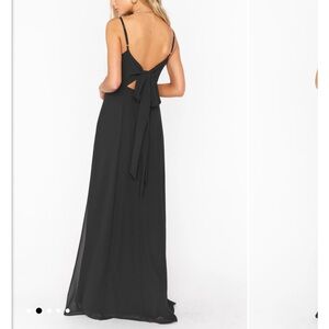NWT Show Me Your Mumu Lauren Tie Maxi Dress Small Black Chiffon Bridesmaid